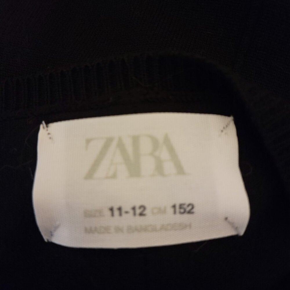 Zara Sweater Crew Neck Basic Black Split back 11-… - image 9